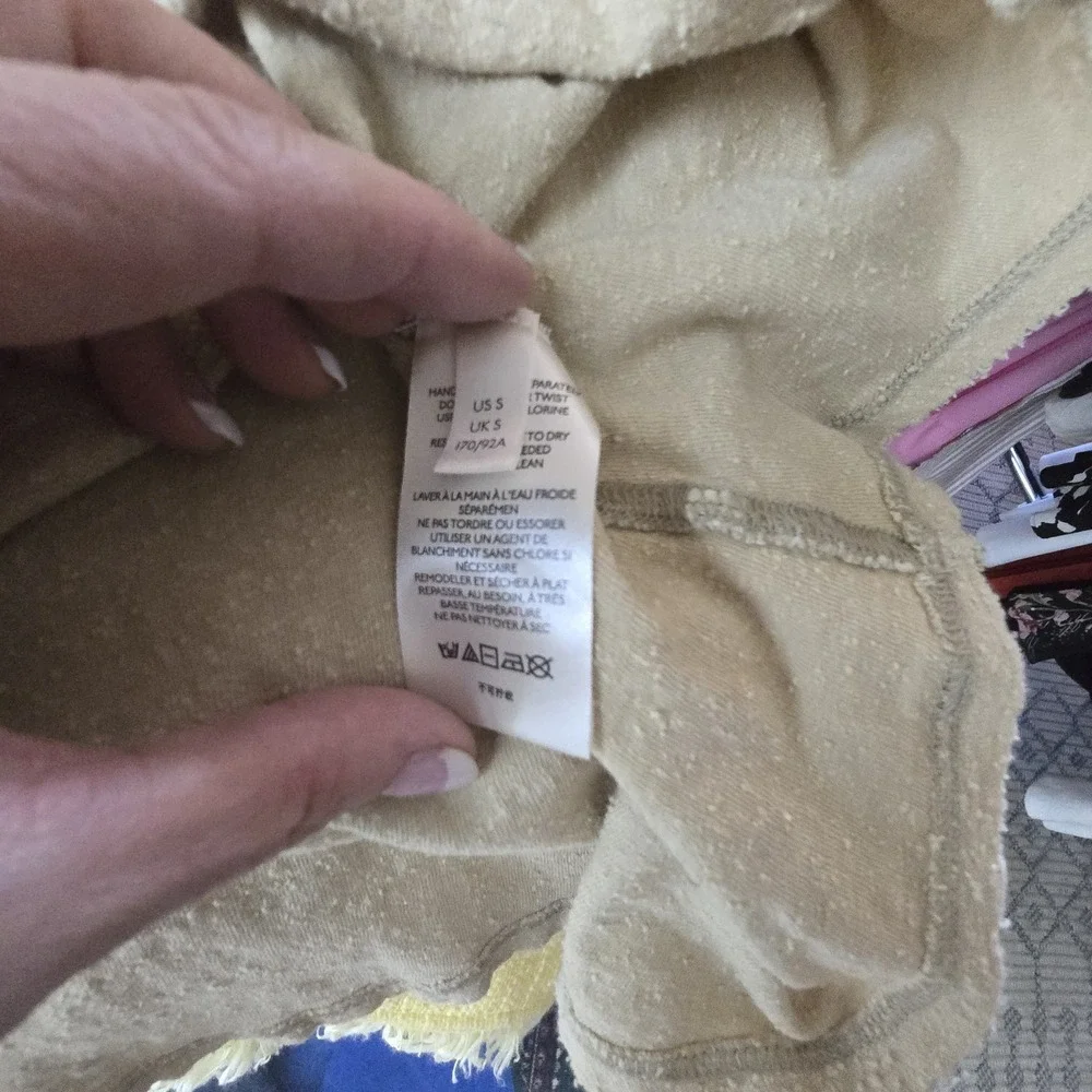 Free People Just A Puff Top Women's SM Beige Nubby Linen Cotton Natural Neutral‎